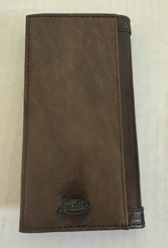 Justin Jr. Rodeo Genuine Leather Wallet Tooled Silver Concho BROWN RFID NIB NEW - Picture 6 of 8