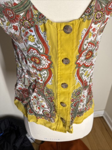 Top donna Maeve by Anthropologie senape oro giallo 100% seta taglia 6 - Foto 7 di 15