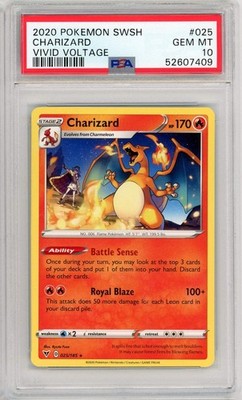 Graded 2020 Pokemon Sword & Shield Vivid Voltage #025 Charizard