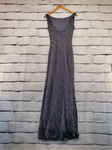 MARINA BRESLER Maxi Dress 4 Vintage 90s Beaded Silk Sleeveless Pullover Purple - Picture 8 of 9