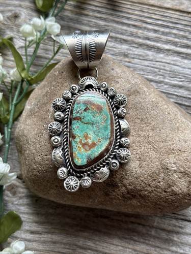 Navajo Sterling Silver Royston Turquoise Pendant. K Yazzie. Gift - Picture 4 of 12