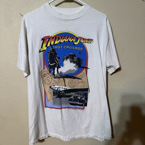 Vintage 1989 Indiana Jones And The Last Crusade Single Stitch Shirt Large 42-44 - Picture 1 of 6
