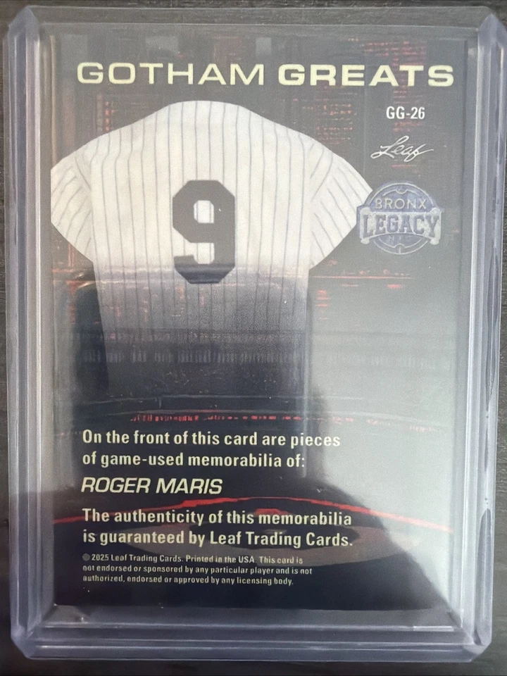Camiseta deportiva Leaf Bronx Legacy 2025 - Gotham Greats Roger Maris usada en juegos/7 Foto 3 de 3