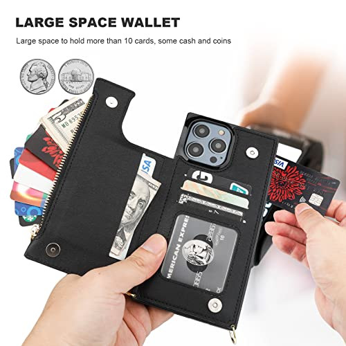 Crossbody Wallet Case for iPhone 14 Pro Max with RFID Blocking Card Slot Black - Picture 6 of 7