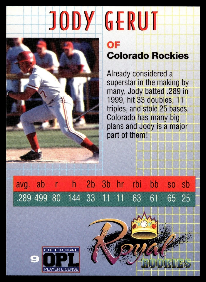2000 Royal Rookies #9 Jody Gerut AUTO /4950 - Image 2 of 2