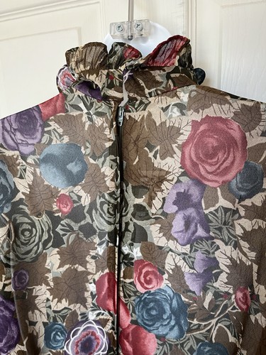 Vtg Les Wilk 70’s Floral Tapestry High Neck Sheer Blouse Zip Back Womens 14 Boho - Picture 5 of 7