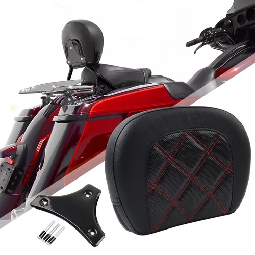 Rot Nähte Passagier Sissy Bar Rückenlehne Pad Halterung Für Harley Street Glide - Bild 1 von 13