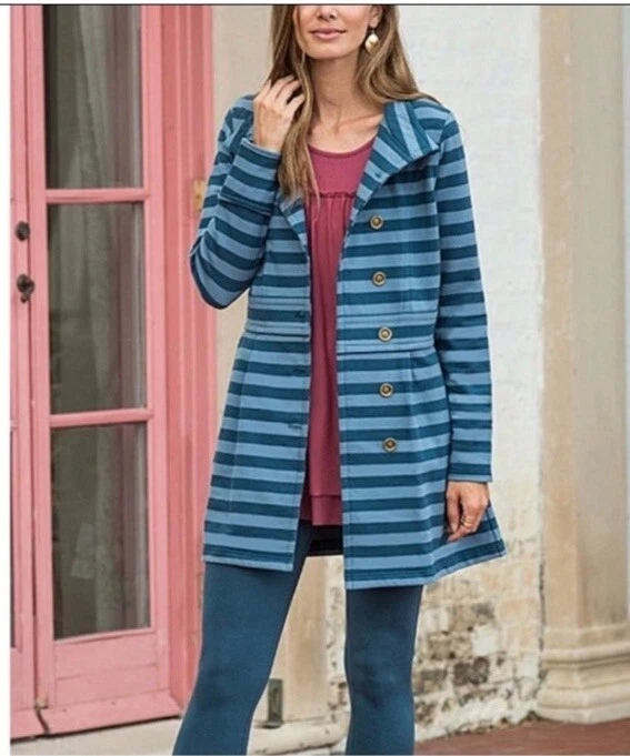 MATILDA JANE осени бриз синий в полоску бушлат куртка женщин средний - Изображение 4 из 4