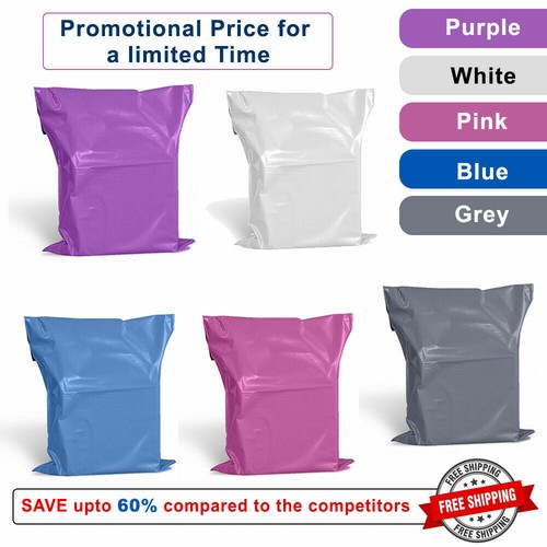 Coloured Mailing Bags Strong Polythene Postage Plastic Postal Mail Seal All Size - Picture 4 of 40