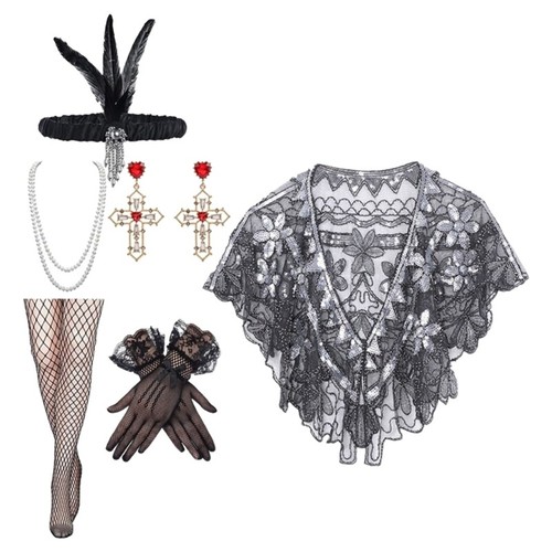 Vintage 20s Women s Party Clothing Accessory Set Including Headwear and Gloves - Bild 6 von 12