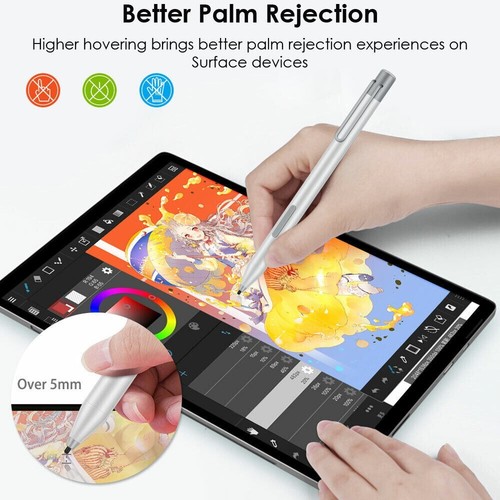 Stylus Pen for Microsoft Surface Pro 3-8/X&Go 2/3, Book/Studio Laptop,Silver - Picture 2 of 8