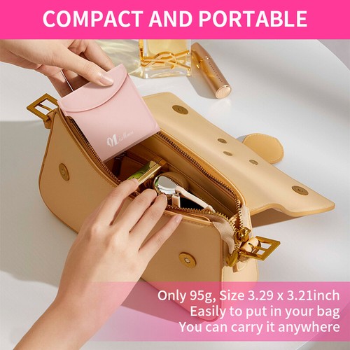 Rosa doppelt faltbarer kompakter Kosmetikspiegel LED 1X/5X Lupe Reise Tasche Make-up - Bild 12 von 15