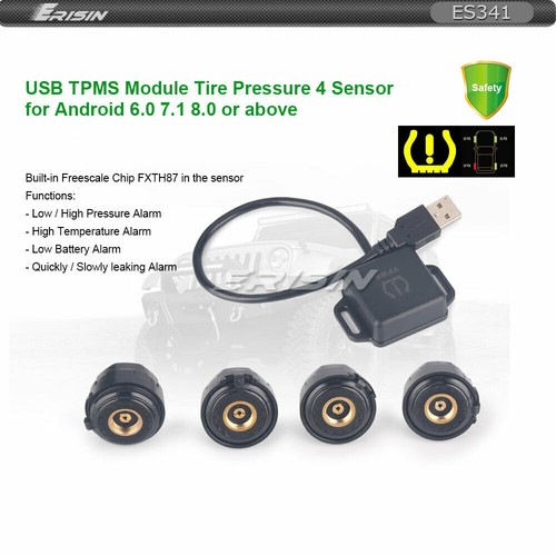 ES341 4 sensores TPMS módulos USB sensor de presión de neumáticos pantalla para radios de coche Android - Imagen 2 de 11