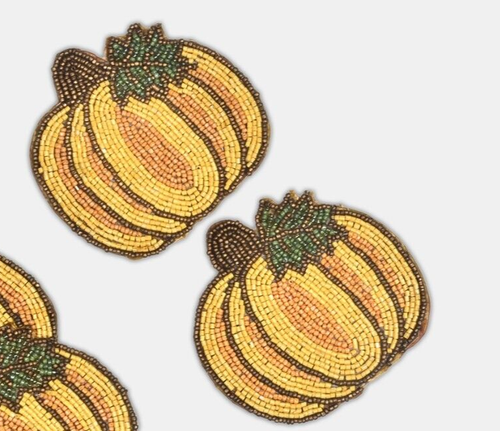 Set Of 6 Beaded coaster, Halloween Coaster Set, Pumpkin Coaster set 4X4 Inch - Picture 4 of 4