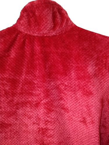Noire Jasmine Rose Sz. XL Women Full Zip Plush Velour Waffle Print Robe Red EUC - Picture 8 of 16