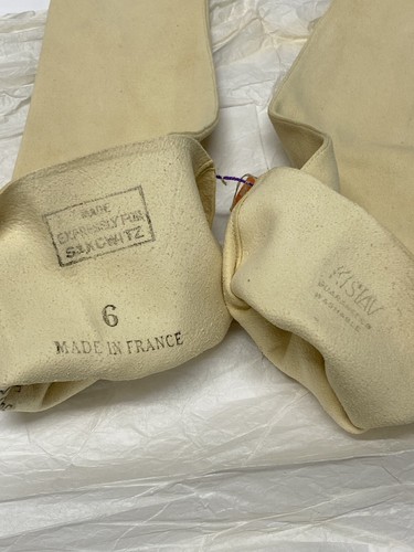 Guantes De Colección Sakowitz Francés Kislav Gamuza Cuero 15" Marfil Pequeños 6 Largos Nuevos - Imagen 5 de 6