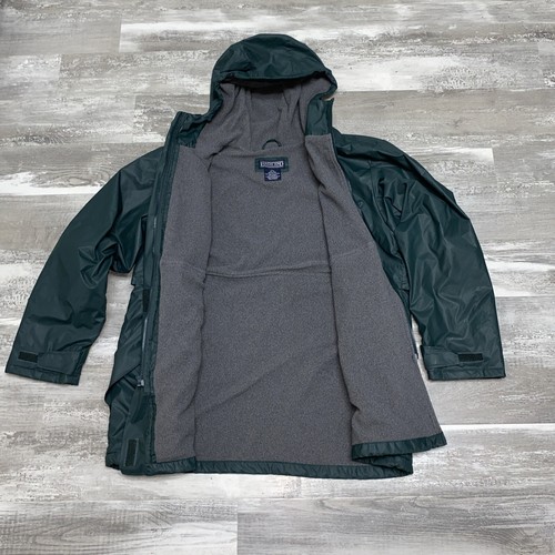 Lands End Womens Large L 14-16 Reg. Fleece Lined Hooded Rain Jacket Coat Green - Picture 2 of 8