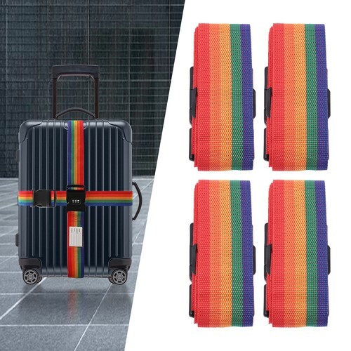4 pcs Luggage Straps 200cm Rainbow Adjustable Travel Packing Straps w/ Lock USA! - Picture 17 of 19