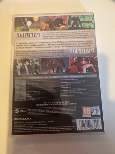 FINAL FANTASY VII & VIII 7 8 CONFEZIONE DOPPIA - PC - Foto 2 di 3