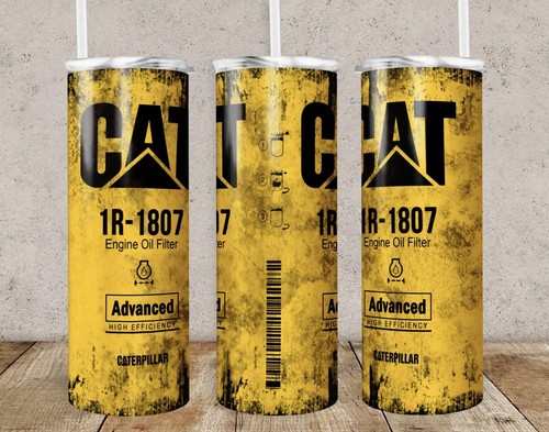 CAT 1807 Filter 20oz Skinny Tumbler Custom Drinkware With Straw double Wall - Picture 2 of 2