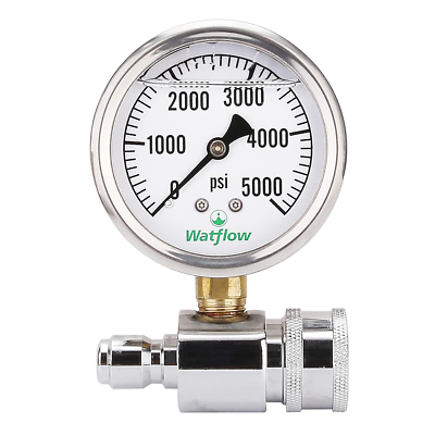 #ad 2 1 2quot; Pressure Washer Pressure Gauge Kit 3 8 Inch Quick Connect 0 5000 PSI L $33.10