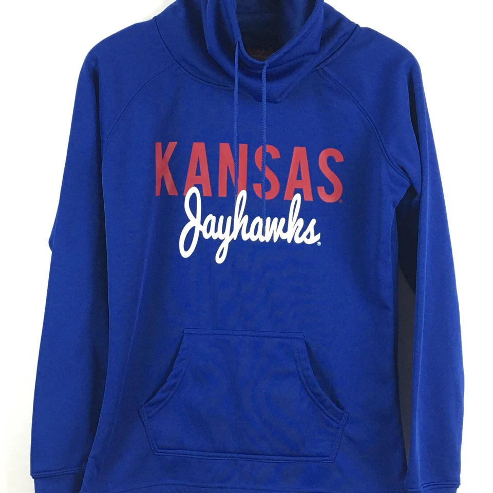 Suéter Kansas Jayhawks Mujer Medio Azul Cuello Embudo Pullover Coliseo Foto 2 de 4