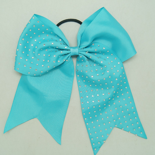 Rhinestone Bling 8 Inch Cheer Hair Bow with Elastic Band Cheerleading CB012 - Picture 15 of 20
