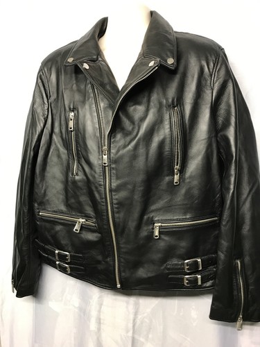 Jack Williams NY Herren reines Lammleder Reißverschluss schwarz Bikerjacke 3XL - Bild 5 von 12