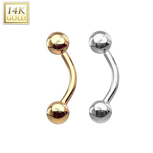 Augenbrauen Piercing Banane 14 Karat 585 Echtgold Bananabell Ohr Tragus Helix - Bild 1 von 3