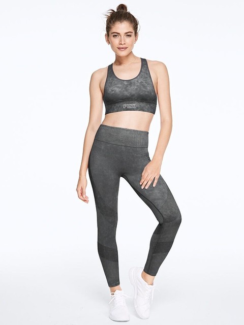 Victoria's Secret PINK Seamless Workout Tight Leggings Rich Gray Washed Medium | eBay
