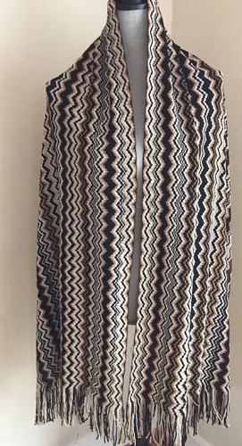 AUTENTICA SCIARPA MISSONI ZIG-ZAG MAGLIA MISTO LANA NERA MULTI MADE IN ITALY NUOVA - Foto 3 di 10