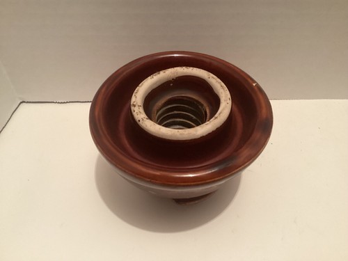 Antique LAPP 1927 Saddle Seat Brown Ceramic Insulator - Picture 7 of 7