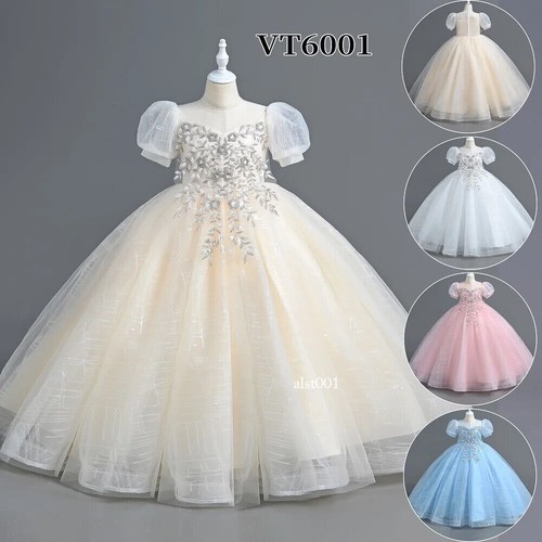 Sequined Flower Girl Dress Princess Ball Gown Kids Party Dresses for Birthday - Picture 6 of 28