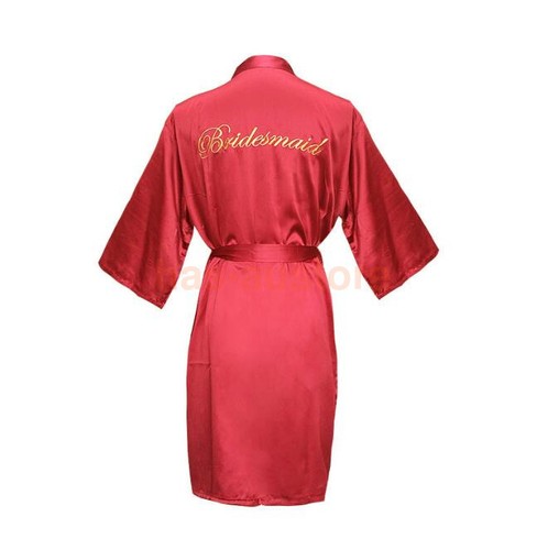 2024 HOT Ladies Satin Bridal Wedding Robe Bridesmaid Party Kimono Dressing Gown - Picture 22 of 24