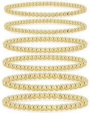 Gold Bracelets for Women Gold Beaded Bracelets for Womens 14K Gold Plated Sta...