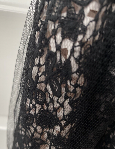 Red Valentino Black Crochet Lace Floral Sleeveless Dress Size 44 lined/belt - Picture 7 of 9