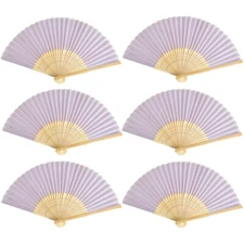 Thy Collectibles Pack of 6 Handheld Paper and Bamboo Folding Fans - Solid Color