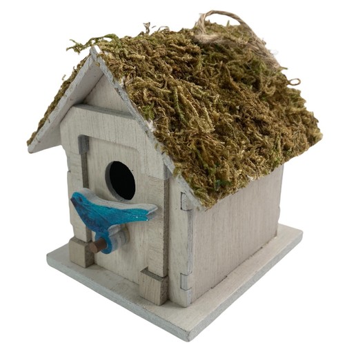 6er-Pack Mini Vogelhaus Frühling Wohndeko Holz bemalt mit Moos 3,5" - 4,6" NEU - Bild 8 von 11