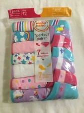 NWT Wonder Nation Girls Bikinis Panties Underwear & Socks 7+7pairs/pack Unicorn 