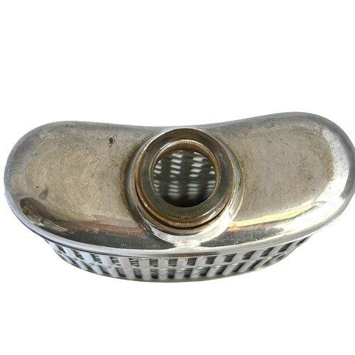 Frasco de vidrio enjaulado metal cromo años 20 era de la prohibición tapa atornillada corcho vintage - Imagen 7 de 7