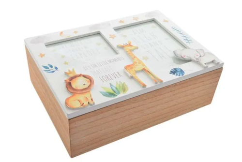 Baby Keepsake Box Baby Wooden Photo & Message Box with Photo Insert Lid - Picture 2 of 3