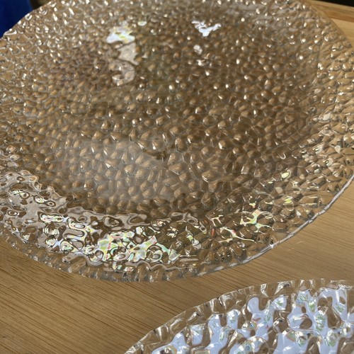 Vetropuro Clear Turkish Bubble Pebble Ice Glass Textured Salad Plates Set of 2 - Bild 3 von 6