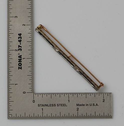 Vintage 14K Yellow & White Gold Enamel Bar Pin, Circa 1925 - 第 8/8 張圖片