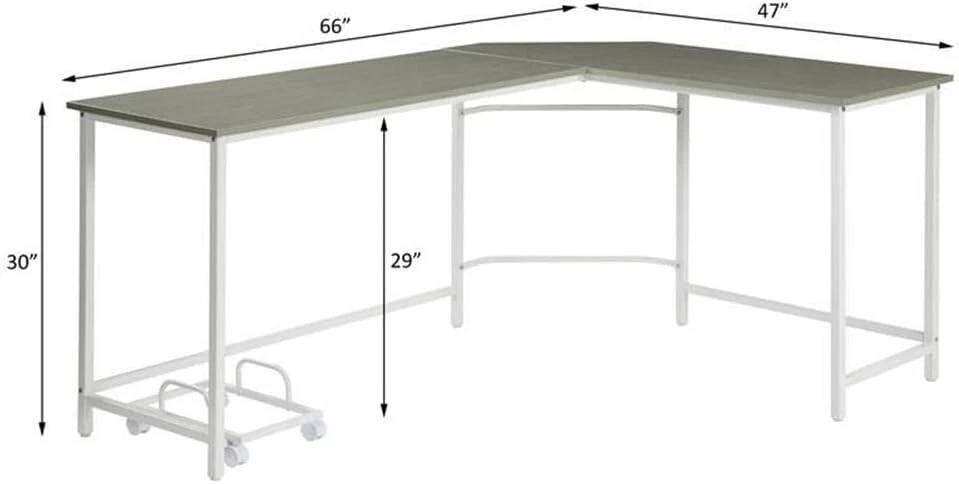Acme Bambina木制顶级电脑桌带电脑支架灰色和白色 — 第 2/4 张图片