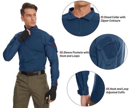 Herren Pullover 1/4 Zip T-Shirt Outdoor Wandern Training Uniform Freizeit Arbeit Tops - Bild 72 von 91