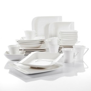 Porcelain-Dinnerware-Set-of-6-Ivory-White-Glazed-Cups-Saucers-Plates-Dinner-Ser