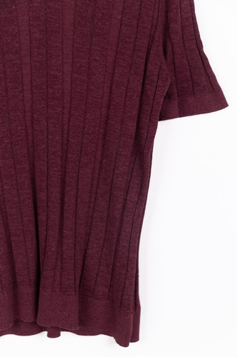 Reiss Strick Poloshirt Herren XL Burgund Kurzarm Kragen Leinen Viskose - Bild 3 von 12