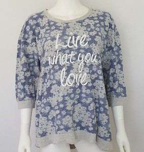 Sonoma-Life-Style-Size-XL-Top-LiveWhat-You-Love-Blue-Gray-Floral-3-4-Sleeve