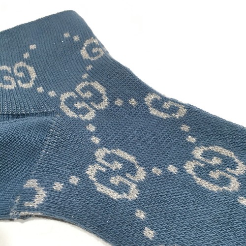 Gucci GG Monogram Lamé Ankle Socks -Periwinkle Blue -Size L (22-24cm) -NWT - 第 3/8 張圖片