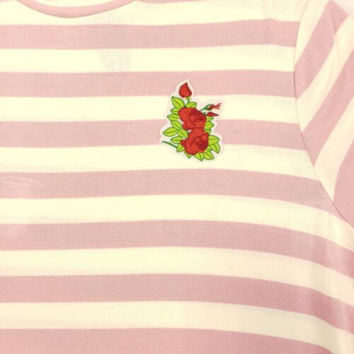 Women's Pink Striped Band Collar Short Sleeve Shirt 1X Ashley Nell Tipton - Picture 3 of 7
